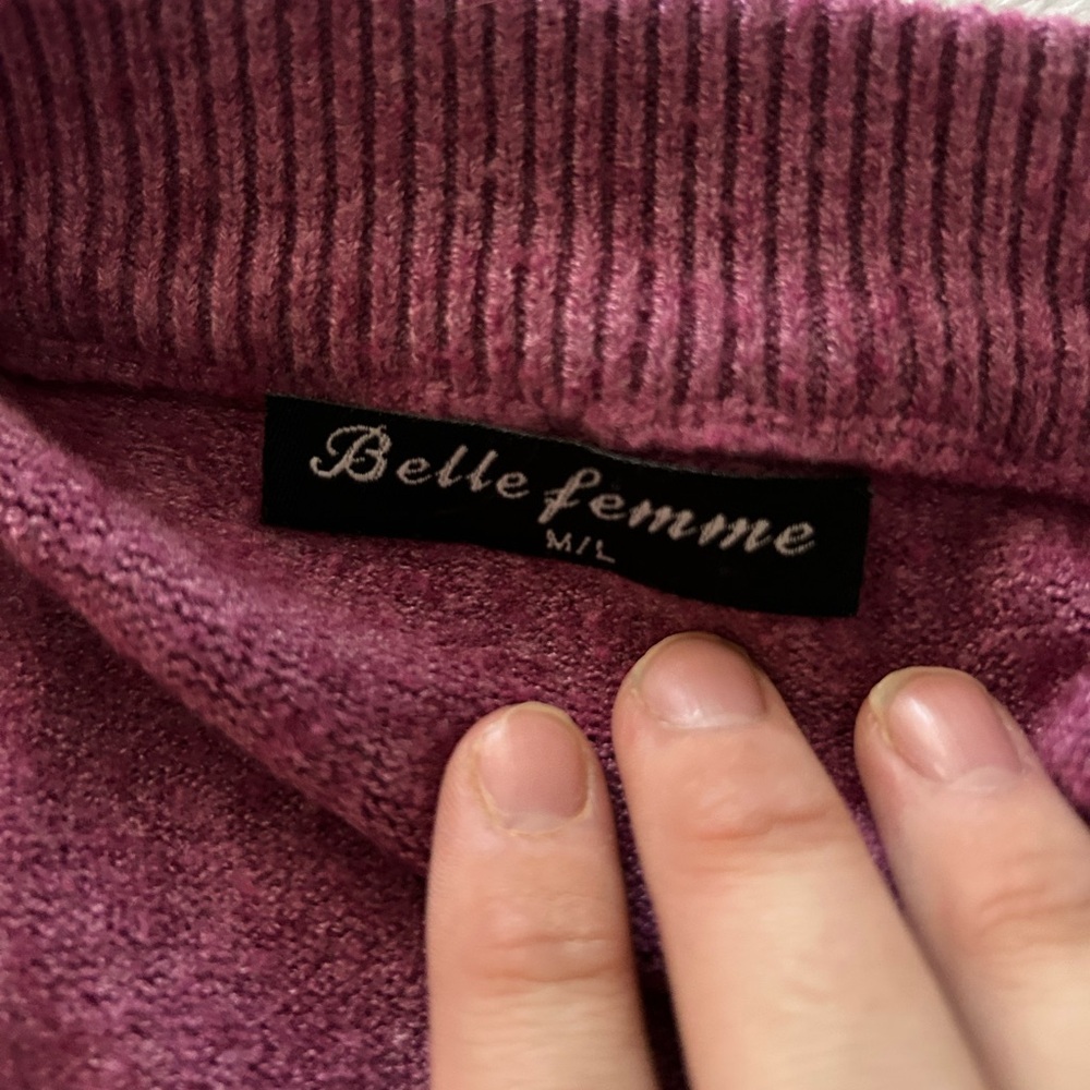 Belle‎ Femme Women’s Wool Cashmere Blend Mauve Cardigan Large Grandma Cozy - Picture 4 of 16